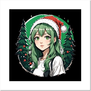 green haired anime girl in red hat Posters and Art